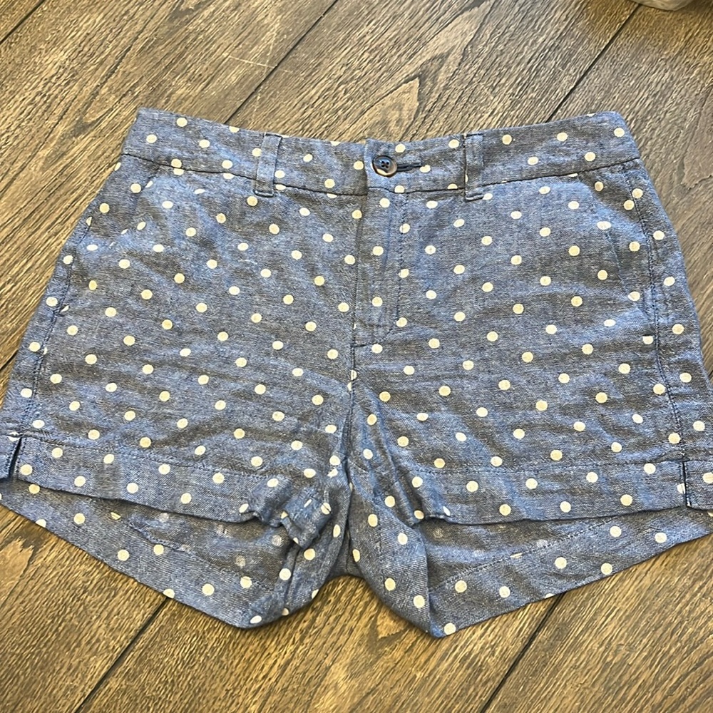 Old Navy Blue Polka Dot Linen Blend Everyday Short